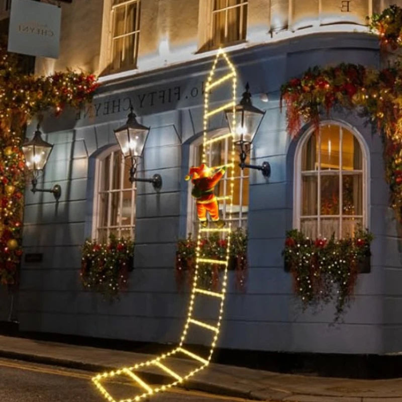 🎄 LED Santa Climbing Ladder Lights – Christmas Decoration