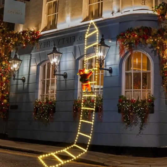 🎄 LED Santa Climbing Ladder Lights – Christmas Decoration