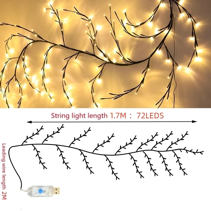 🎄 LED Willow Vine Branch Lights – Holiday Wall Decor
