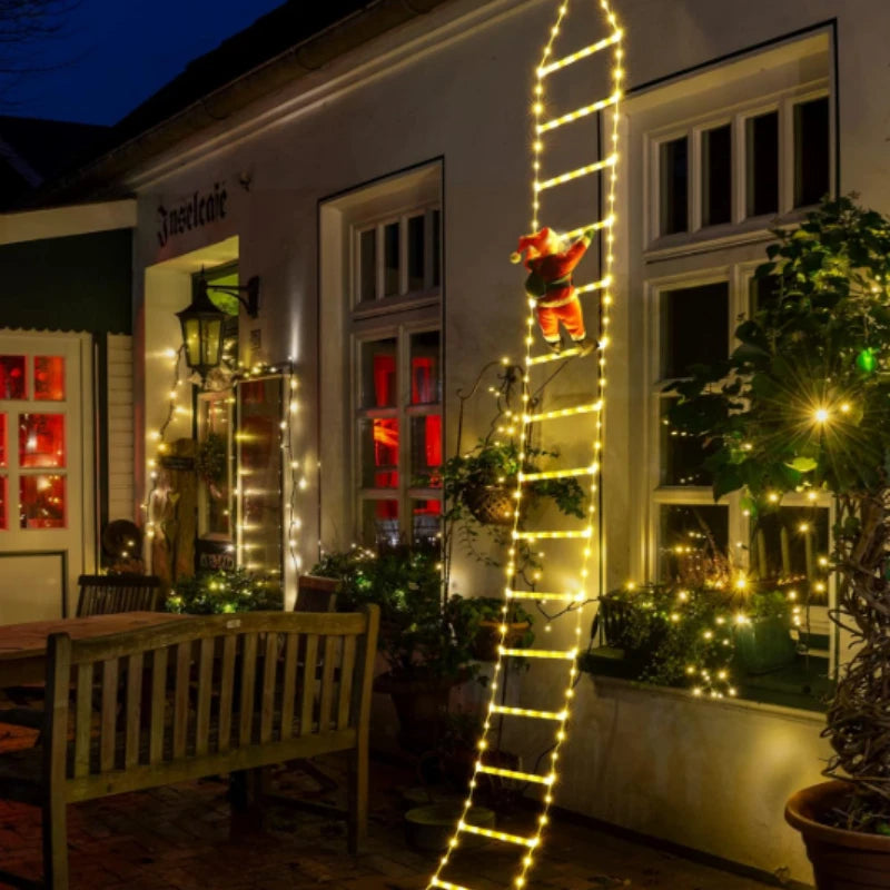 🎄 LED Santa Climbing Ladder Lights – Christmas Decoration