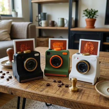 ☕ Latte Art Camera – Retro Coffee Stencil Gift
