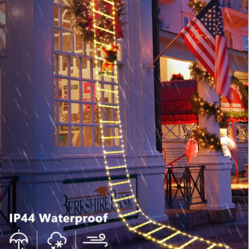 🎄 LED Santa Climbing Ladder Lights – Christmas Decoration