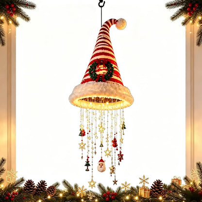 🎄 LED Santa Hat Hanging Light – Christmas Decoration