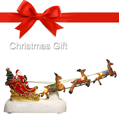 🎄 LED Santa Sleigh & Reindeer Figurine – Christmas Decoration