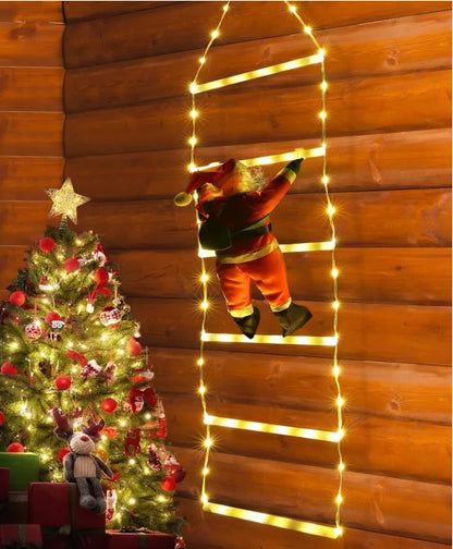 🎄 LED Santa Climbing Ladder Lights – Christmas Decoration
