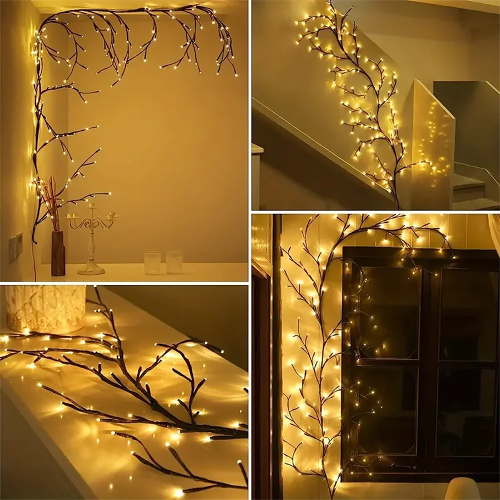 🎄 LED Willow Vine Branch Lights – Holiday Wall Decor
