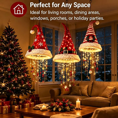 🎄 LED Santa Hat Hanging Light – Christmas Decoration