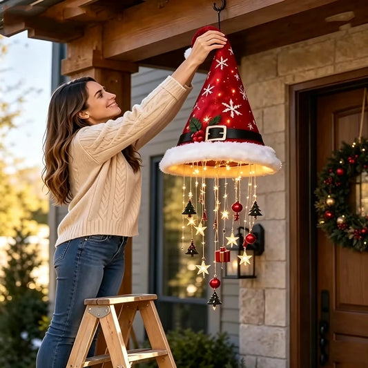 🎄 LED Santa Hat Hanging Light – Christmas Decoration