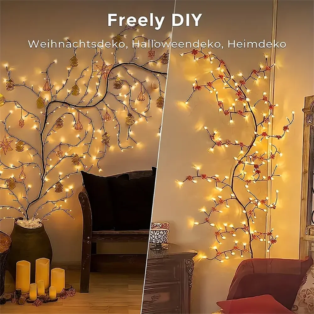🎄 LED Willow Vine Branch Lights – Holiday Wall Decor