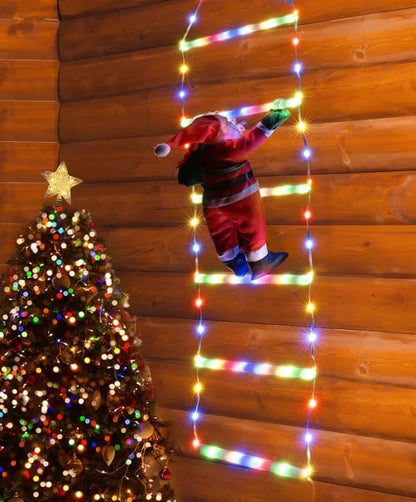 🎄 LED Santa Climbing Ladder Lights – Christmas Decoration