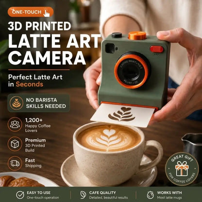☕ Latte Art Camera – Retro Coffee Stencil Gift