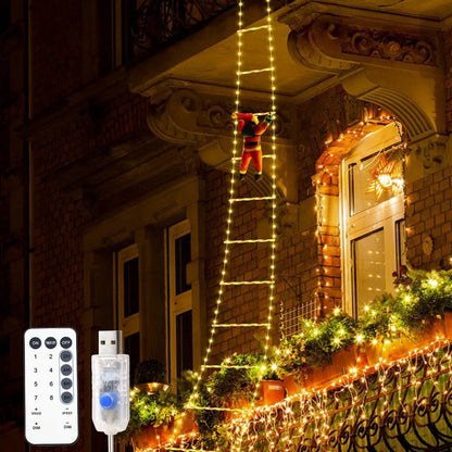 🎄 LED Santa Climbing Ladder Lights – Christmas Decoration
