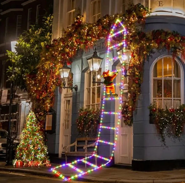 🎄 LED Santa Climbing Ladder Lights – Christmas Decoration