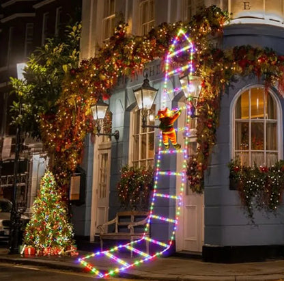🎄 LED Santa Climbing Ladder Lights – Christmas Decoration